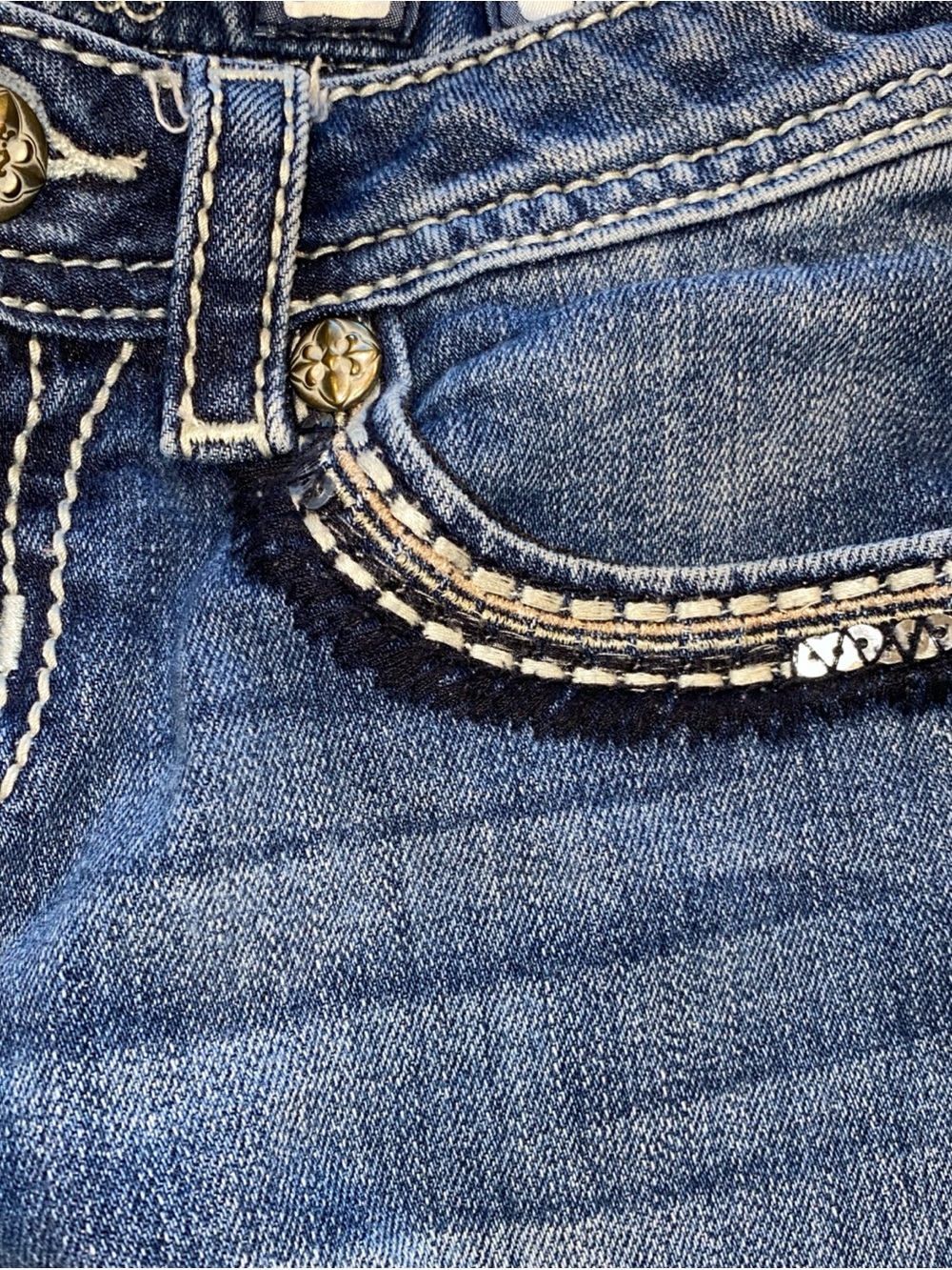Miss Me Boot Cut Jeans Girls Size 10 Bling Faded Stretch - Picture 7 of 10